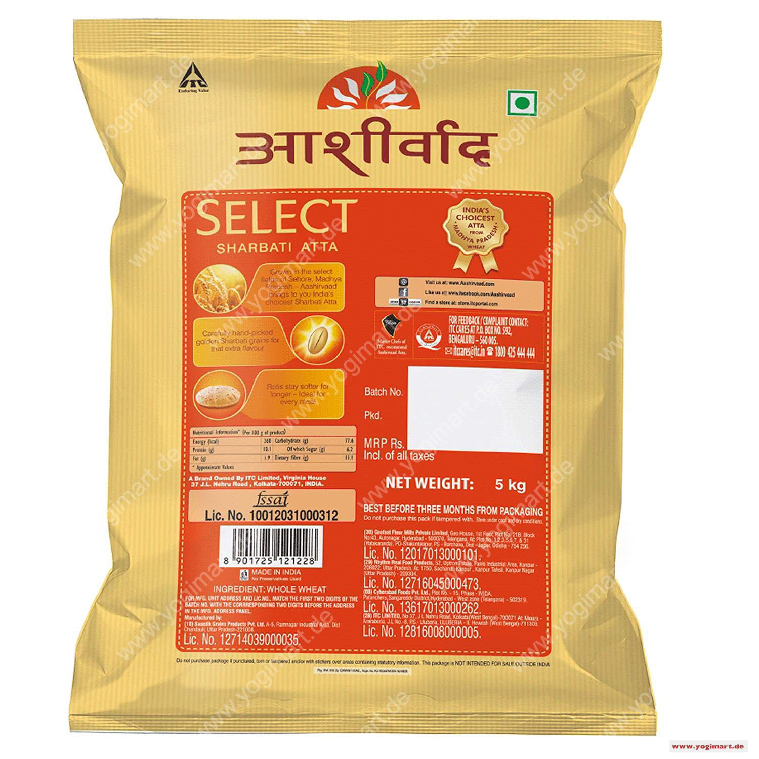 Aashirvaad Select Sharbati Atta 5kg Yogi Mart Online Indian Grocery