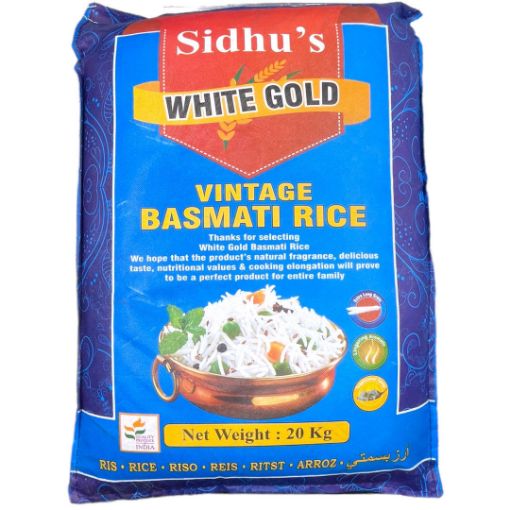 Picture of Sidhu's White Gold Vintage BLUE Basmati Rice 20kg