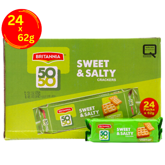 Picture of Britannia Fifty Fifty Sweet & Salty Crackers Pack of 24x62g