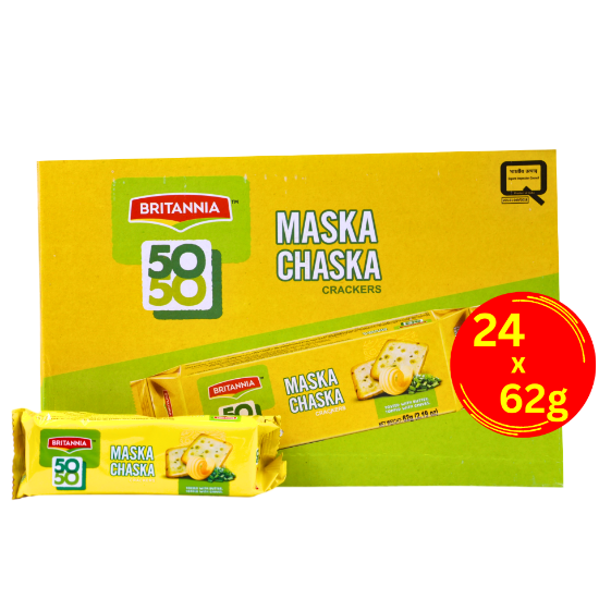 Bild von Britannia Fifty Fifty Chaska Maska Crackers Pack of 24x62g 