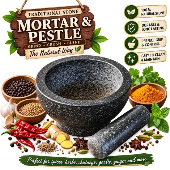 Bild von Traditional Stone Mortar & Pestle Set